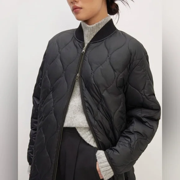 Everlane Renew Long Liner Coat in Black (M) - Picture 5 of 10